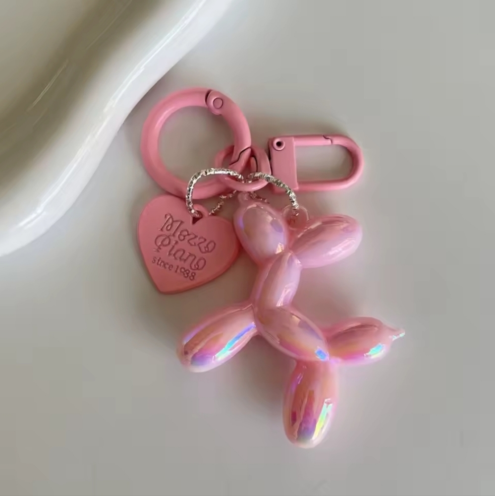 NWOT Pink Balloon Dog Keychain - Picture 2 of 2